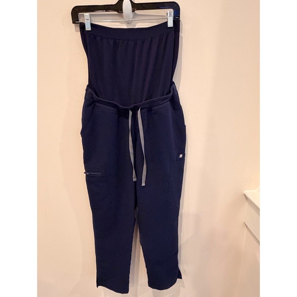 Navy Strapless Knit Jumpsuit with Drawstring Waist